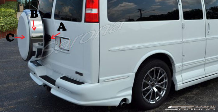 Custom Chevy Express Van  All Styles Tire Cover (1996 - 2024) - $590.00 (Part #CH-001-TC)